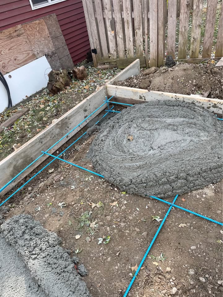 Concrete slab pouring process for a shed or shop in Pocatello Idaho