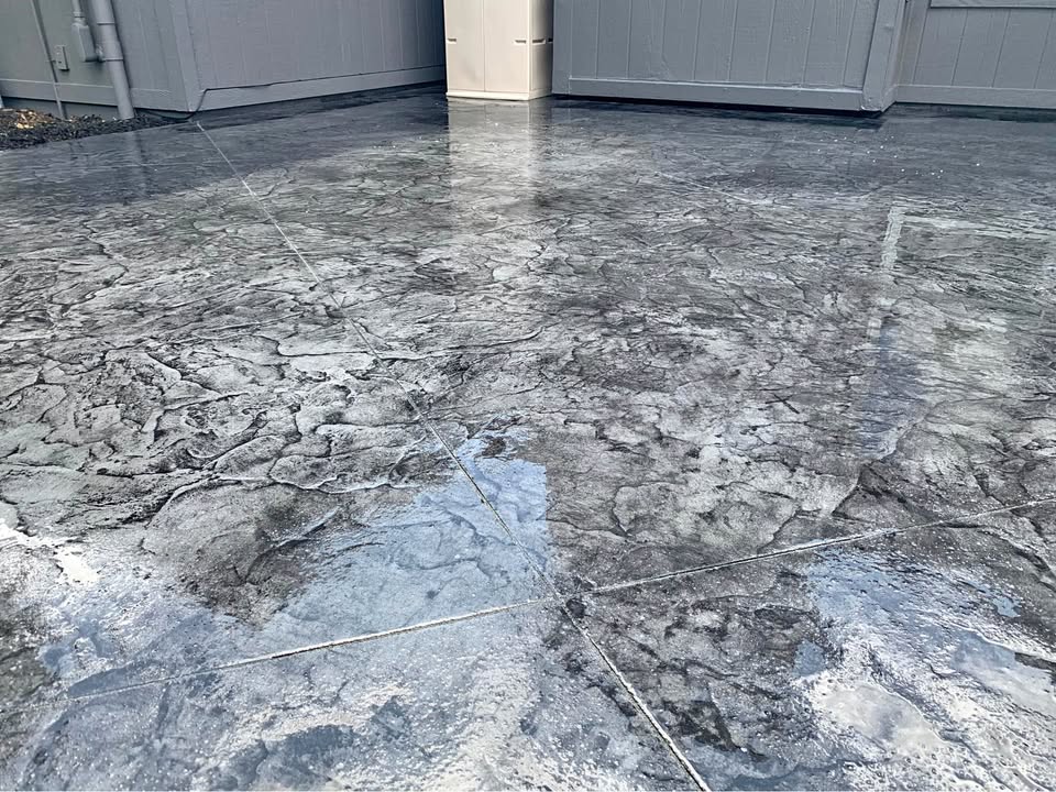Stamped concrete patio and walkway in Pocatello Idaho